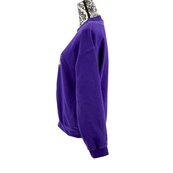 Gildan Purple Crew Neck Heart Patchwork Sweatshirt Coquette Cottagecore Vintage - Picture 7 of 12